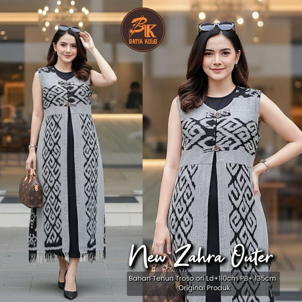 Batik Kulo - Maritza New Zahra Outer | Long Vest Tenun Troso Original