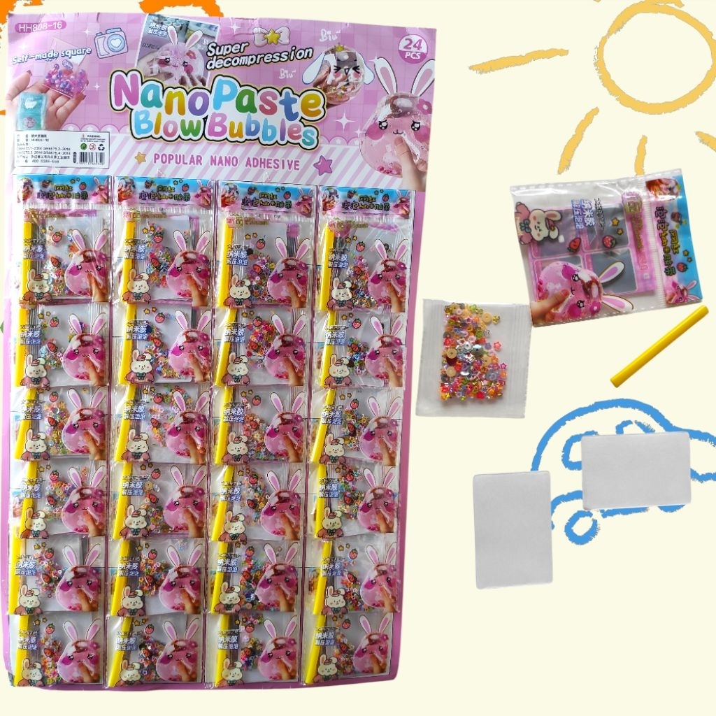 Balon tiup slime nano tape gliter/nano paste blow bubble