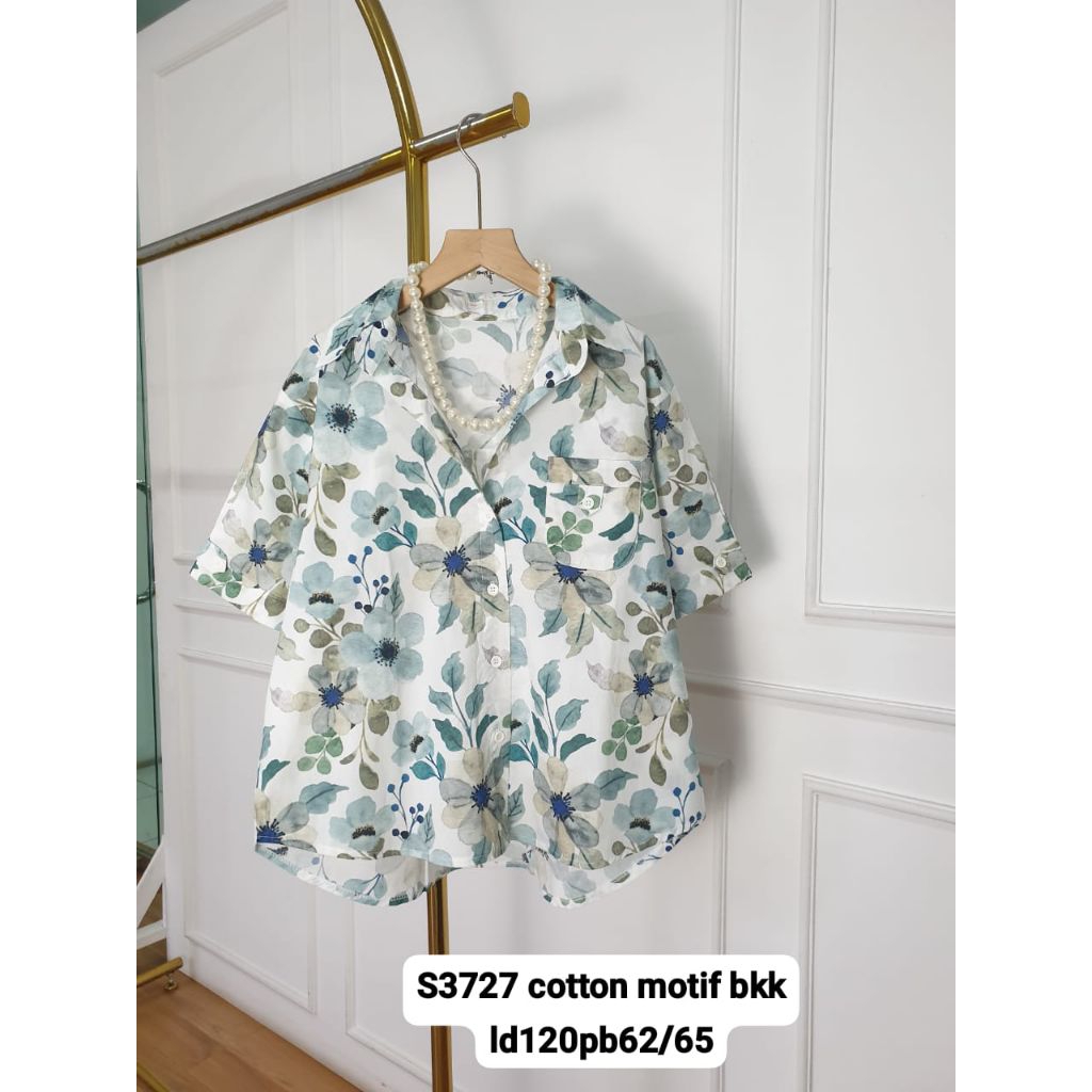 atasan kemeja wanita motif bunga bkk cotton jumbo