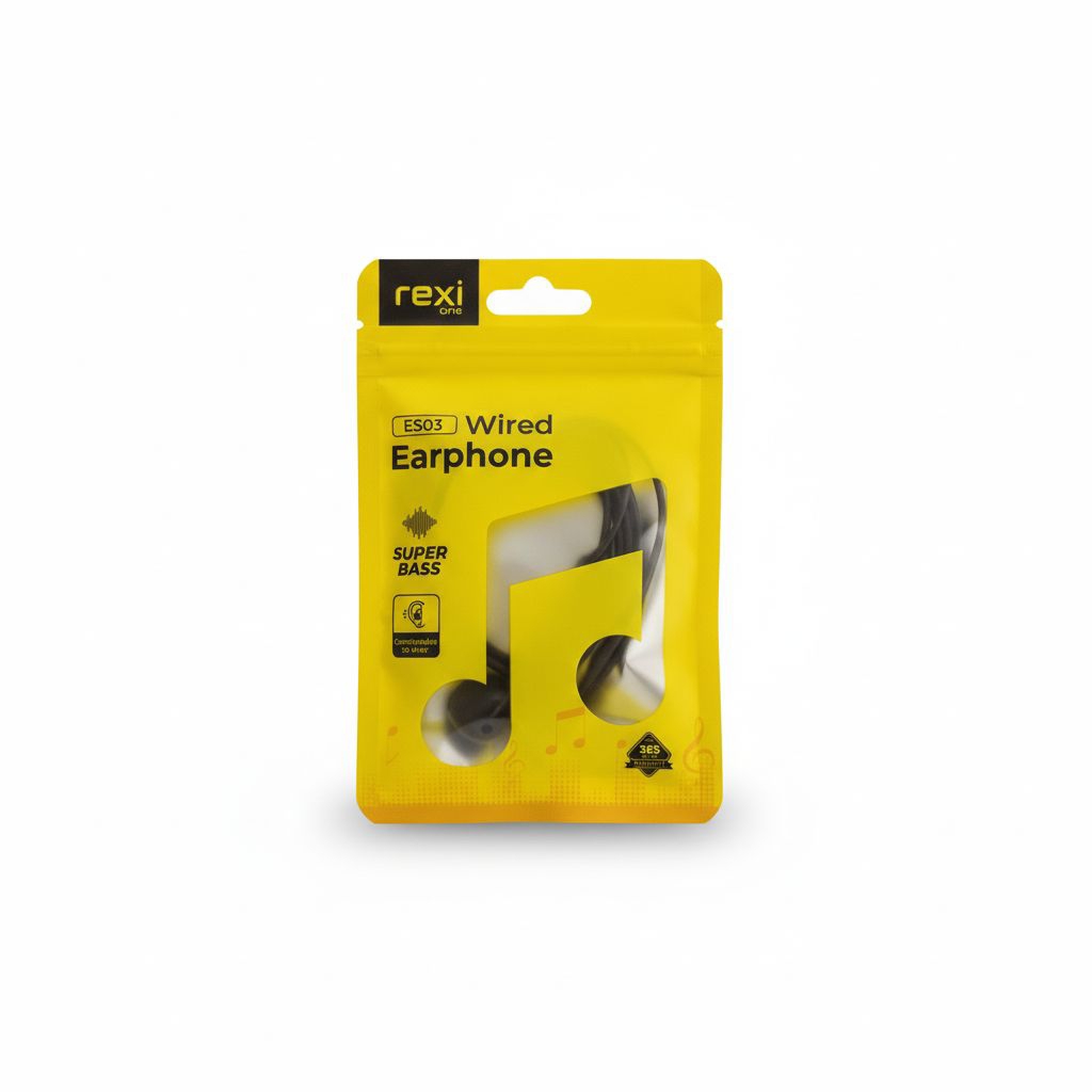 REXI ES03 Wired Earphone Original | Headset Kabel Super Bass & Mikrofon Universal
