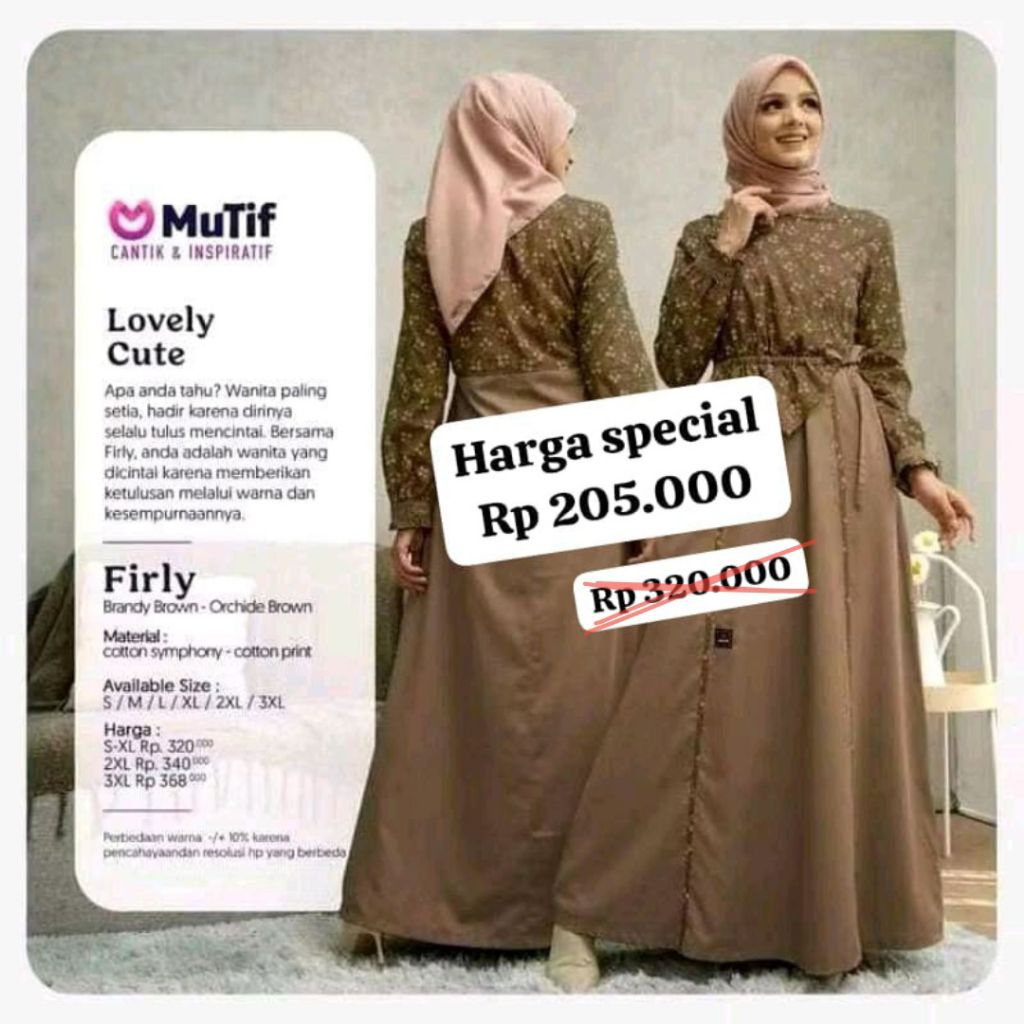 GAMIS BUSANA MUSLIM WANITA FIRLY BROWN BY MUTIF