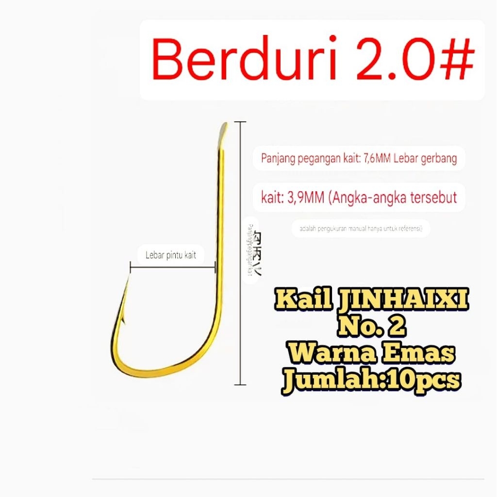 RF00120 kail mini no.2 JINHAIXI warna emas kepala flat kail kecil pancing wader putihan tawes uceng 