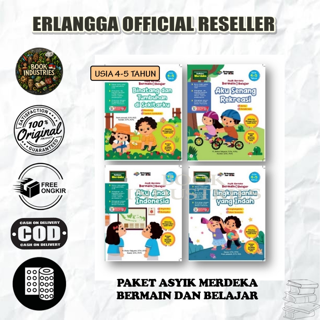 BEST SELLER ORIGINAL PAKET ASYIK MERDEKA BERMAIN DAN BELAJAR 1 PAKET ISI 4 USIA 4-5 TH - ERLANGGA FO