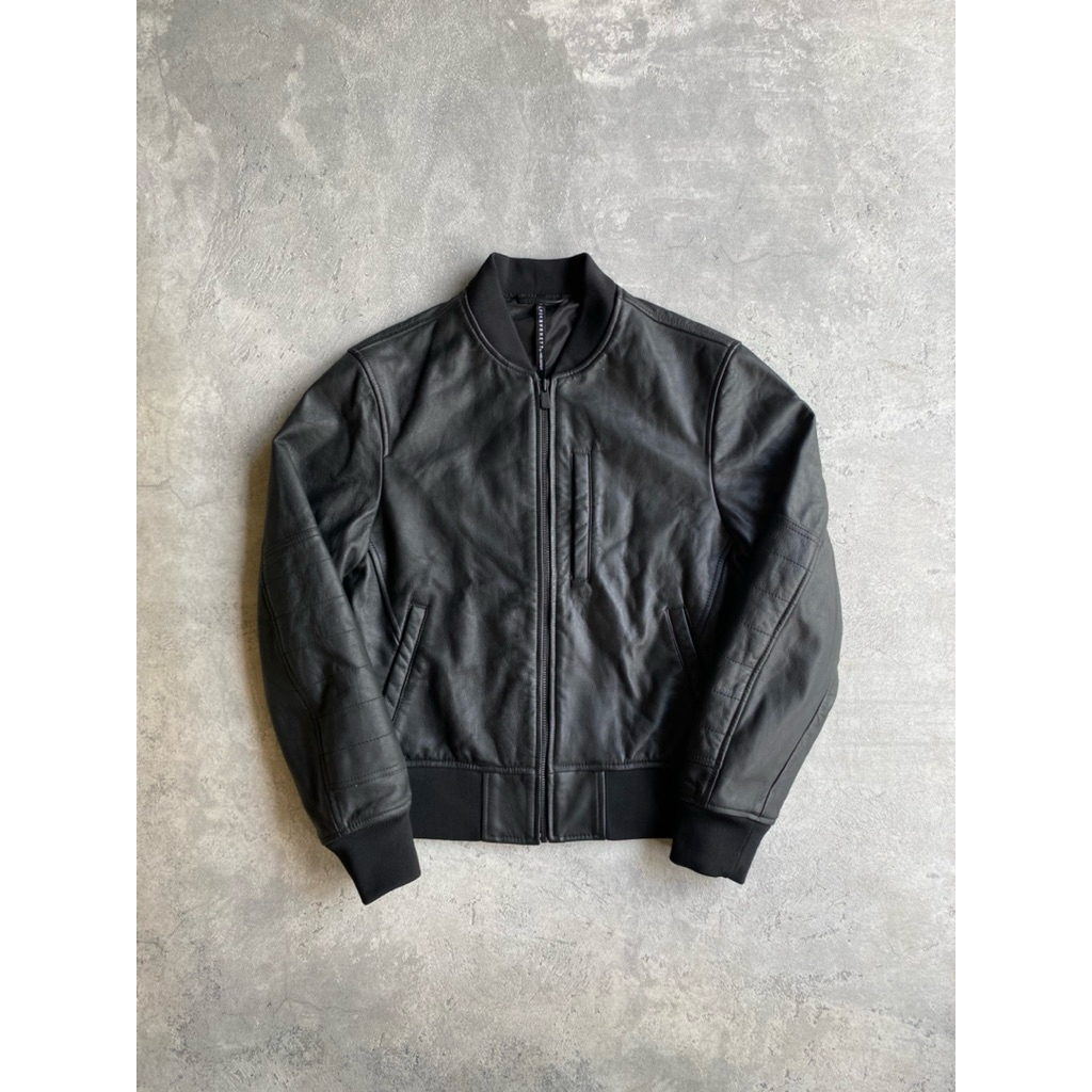 Black Barrett By Neil Barret Bomber Leather Jacket