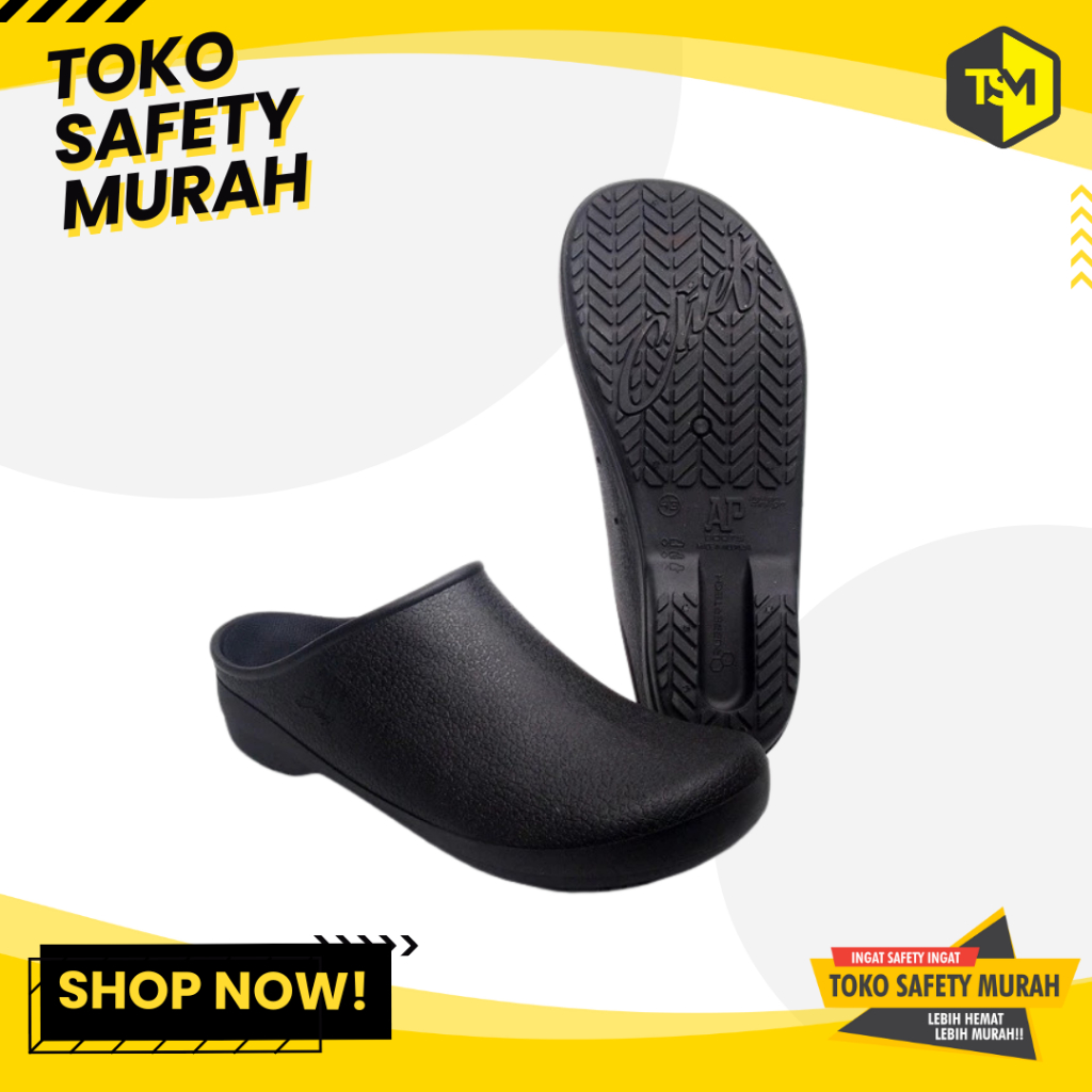 Sandal Slop AP Chef Hitam – Sandal Karet Casual Unisex, Anti Slip & Ringan