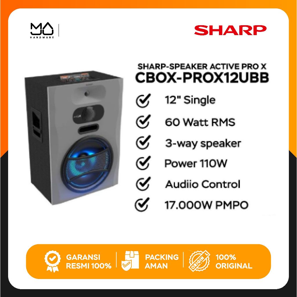 Speaker Sharp Aactive CBOX-PRO12UBB / BIG WOOFER 12" / Bluetooth - Garansi Resmi