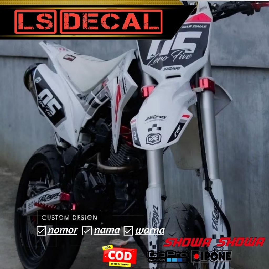DECAL CRF 150L FULL BODY - DECAL SUPERMOTO MOTO CROSS - DECAL CRF SIMPEL KEREN - DECAL CRF MERAH PUT