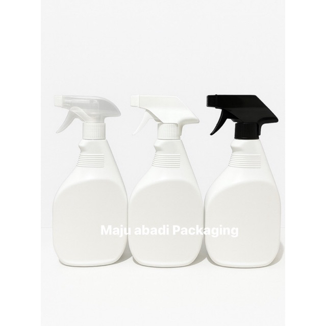 Botol Kispray 500ml Putih Susu Tutup Trigger Kispray Neck 28 / Botol Kispray 500ml Gepeng / Botol Ki