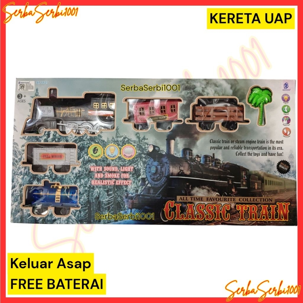 (FREE BATERAI) KERETA API UAP JUMBO / MAINAN KERETA UAP / KERETA ASAP 9927