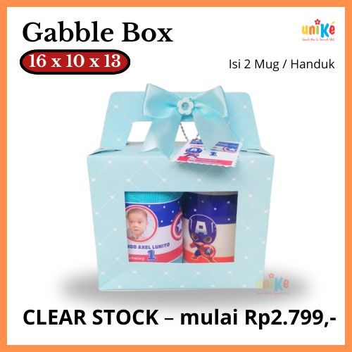 CLEAR STOCK Gabble Box 16x10x13 Kotak Souvenir Mug Handuk Hampers Ulang Tahun Anak Murah Unike