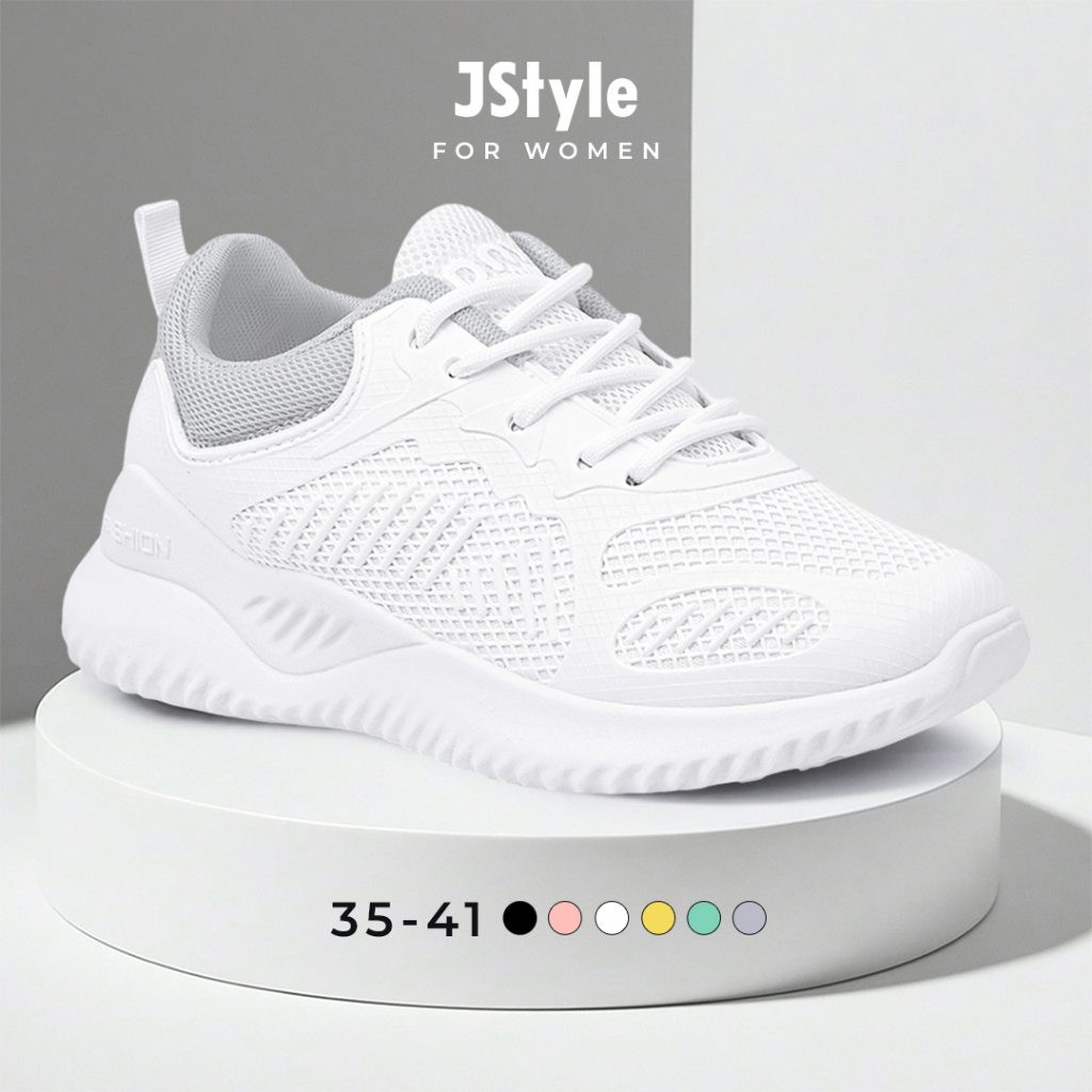 JS Sepatu Olahraga Wanita Putih Sneaker Sport Cewek Import Sepatu Zumba Wanita Running Shoes SP-093