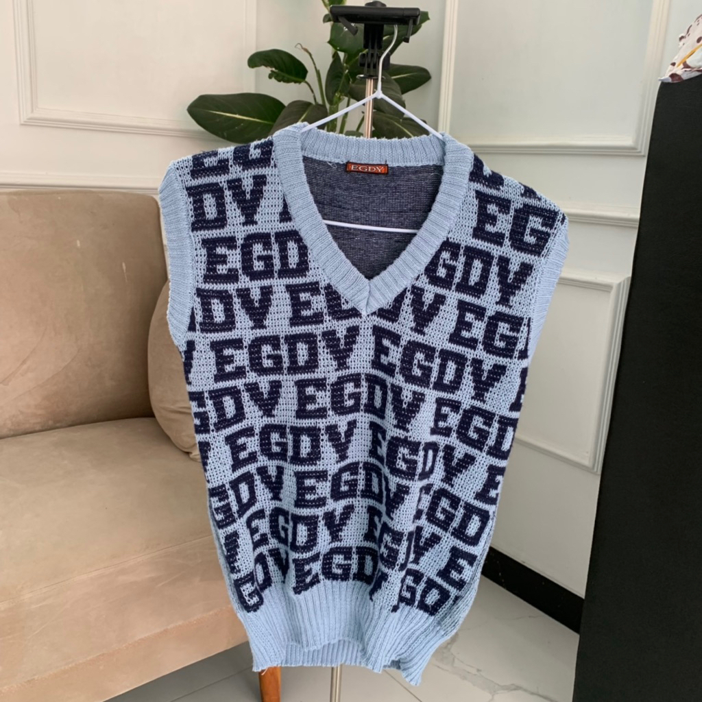 Vest Rajut Warna Denim