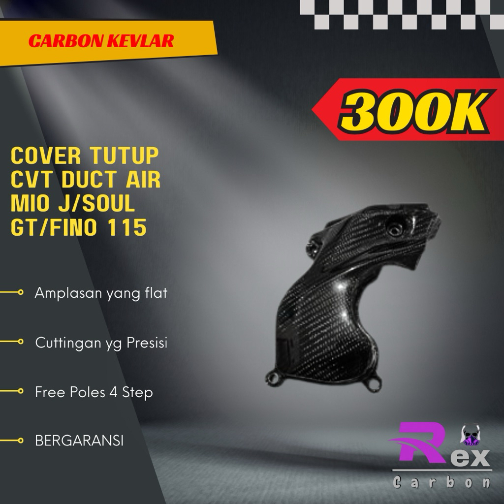 Cover Tutup CVT Duct Air/ Keongan Mio J Soul GT Fini 115 Carbon Kevlar Karbon Fiber