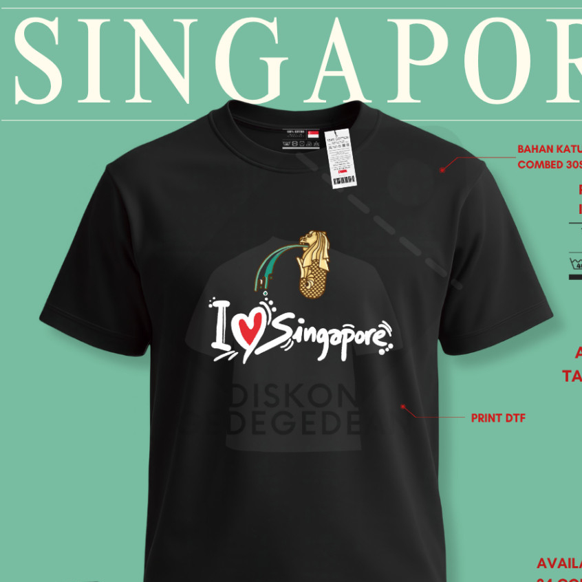 Kaos Oleh Oleh Singapore Singapura  Baju Oleh-oleh Singapore Singapura Kaos Souvenir Singapura Singa