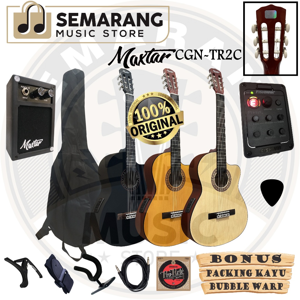 ORIGINAL Gitar Klasik Elektrik Cutaway Maxtar CGN-TR2C Gitar Maxtar Original