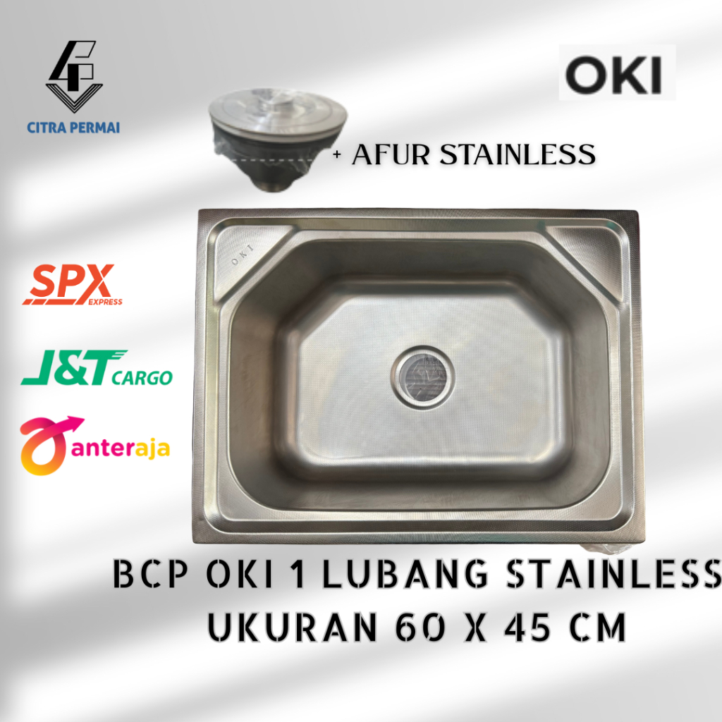 BCP KITCHEN SINK CUCI PIRING OKI STAINLESS 1 LUBANG 60x45CM