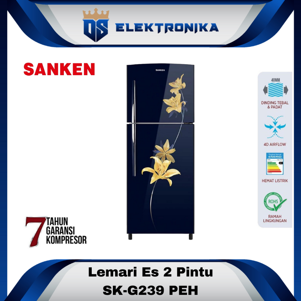 KULKAS SANKEN SK-G 239 EHNY LEMARI ES 2 PINTU SK-G239EH-NY 230 Liter
