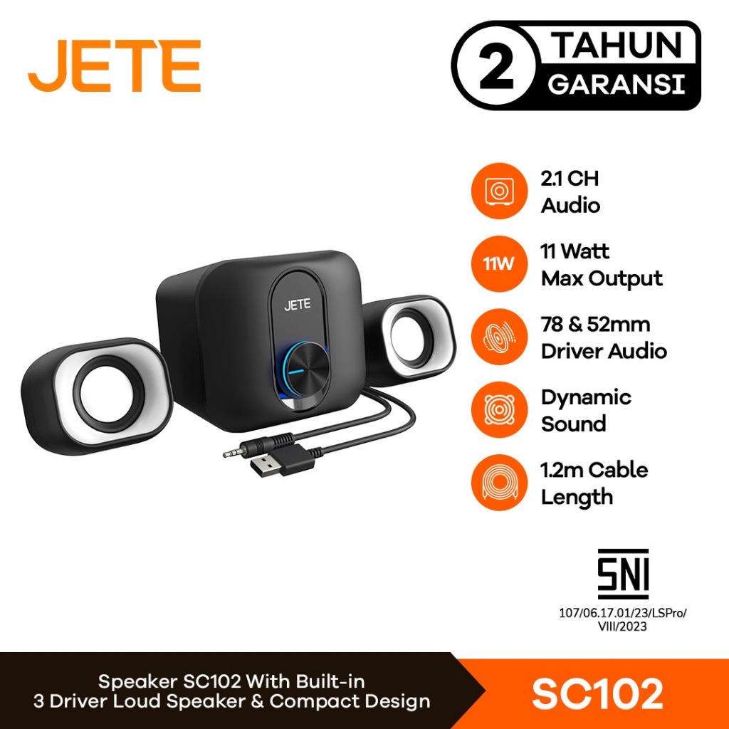 Speaker Komputer Laptop JETE SC102 11W 2in1 with Subwoofer Depp Bass - Garansi 2 Tahun