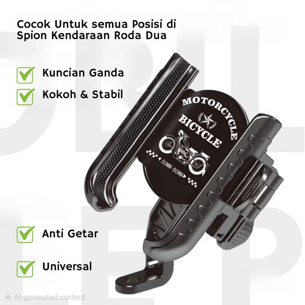 MH -Dudukan Hp Spion Motor Holder Motor Anti Maling Dual Lock 360 Rotasi VA8