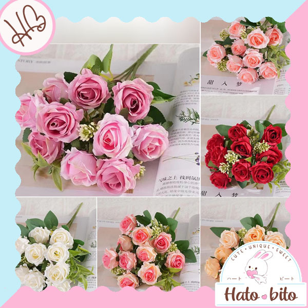 Artificial flower small rose 5 cabang 10 bunga mawar cantik bunga palsu dekorasi hiasan MK2010