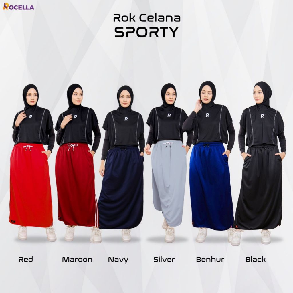 Rok celana Training Polos Olahraga Panjang Wanita Muslim Muslimah Syari Rocella Sporty