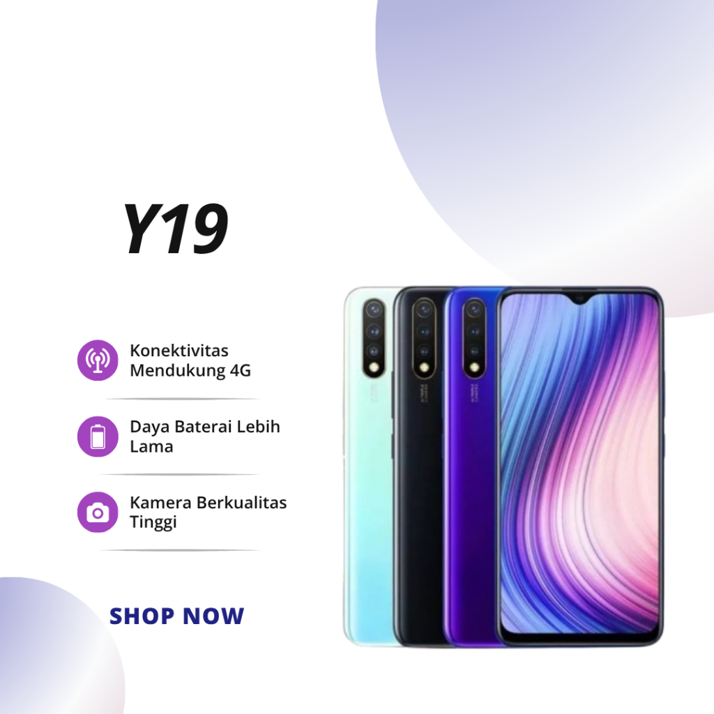 HP SMARTPHONE VIVO Y19 RAM 8GB/256GB GARANSI 12 BULAN, DAYA BATTERAY LEBIH LAMA