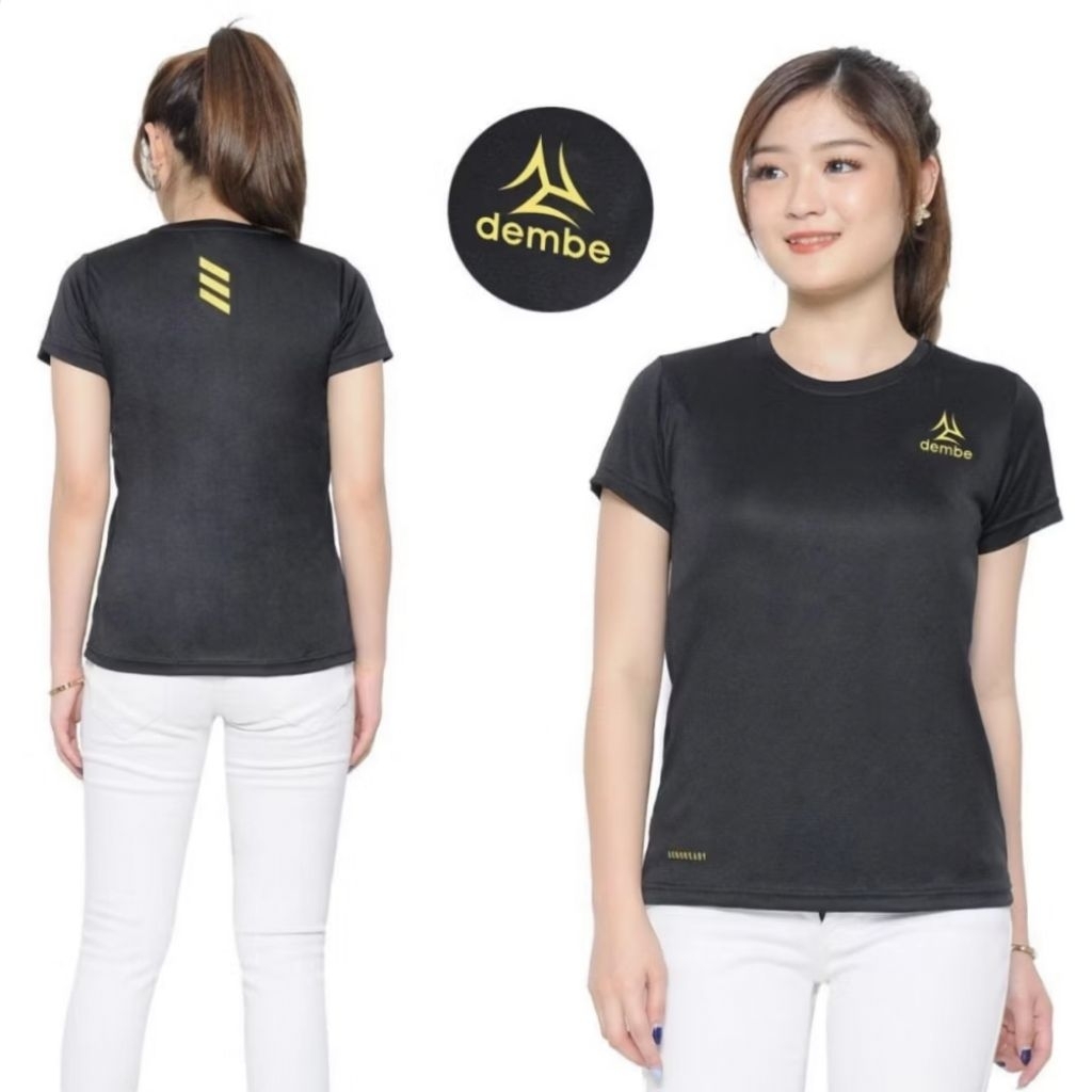Kaos Training Wanita Lengan Pendek Bahan Corak 3