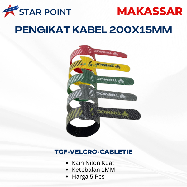 Tarmoc TGF-VELRO-CABLETIE | Perekat/Kretekan Cable Tie Kabel Ties Strap Pengikat kabel 200x15mm