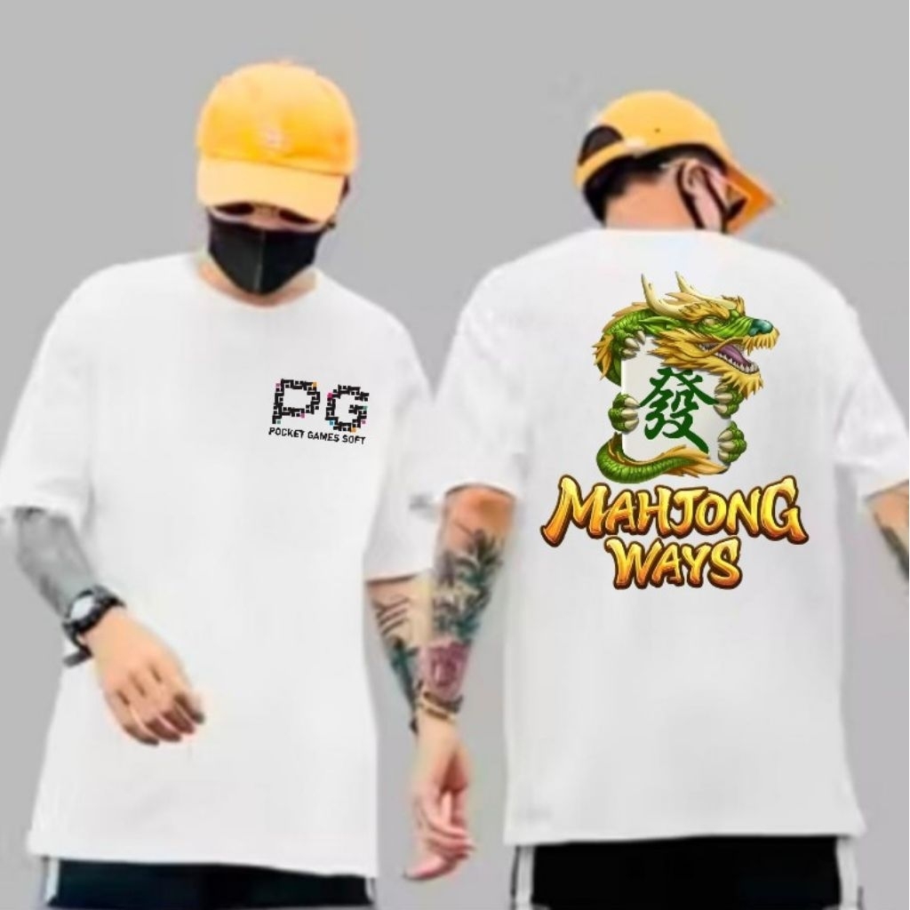 KAOS DISTRO DEWASA COWOK & CEWEK MOTIF MAHJONG NAGA BELAKANG /SABLON DIGITAL PRINT DTF