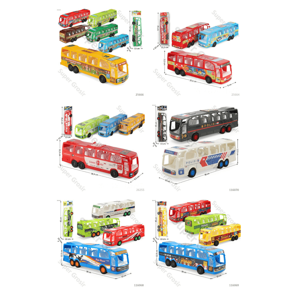 Mainan Anak Bus Plastik 38 Cm Mainan Bus F/C Mobil Bus Kantong