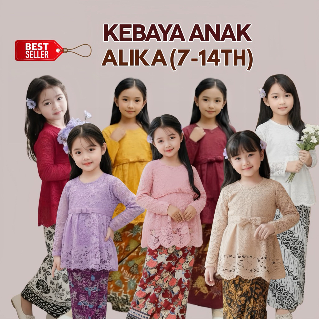 SET KEBAYA BRUKAT ANAK ALIKA  1-14 TAHUN