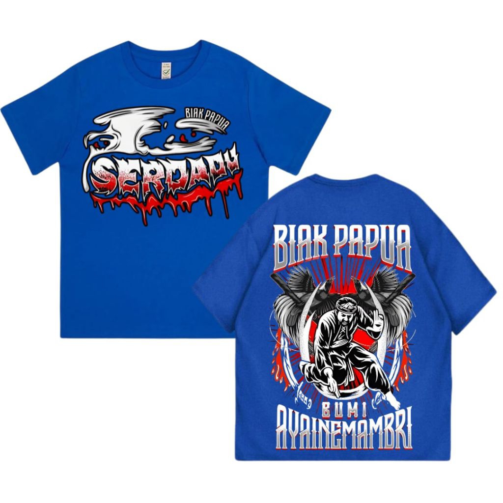 Kaos Serdadu biak Papua bumi ayainemambri - Warna Biru