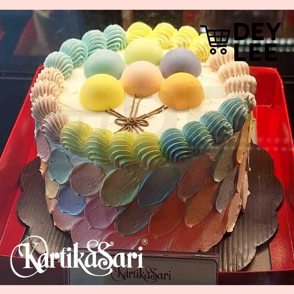 KARTIKASARI Rainbow Balloon Birthday Cake Kue Ulang Tahun Bulat Bandung