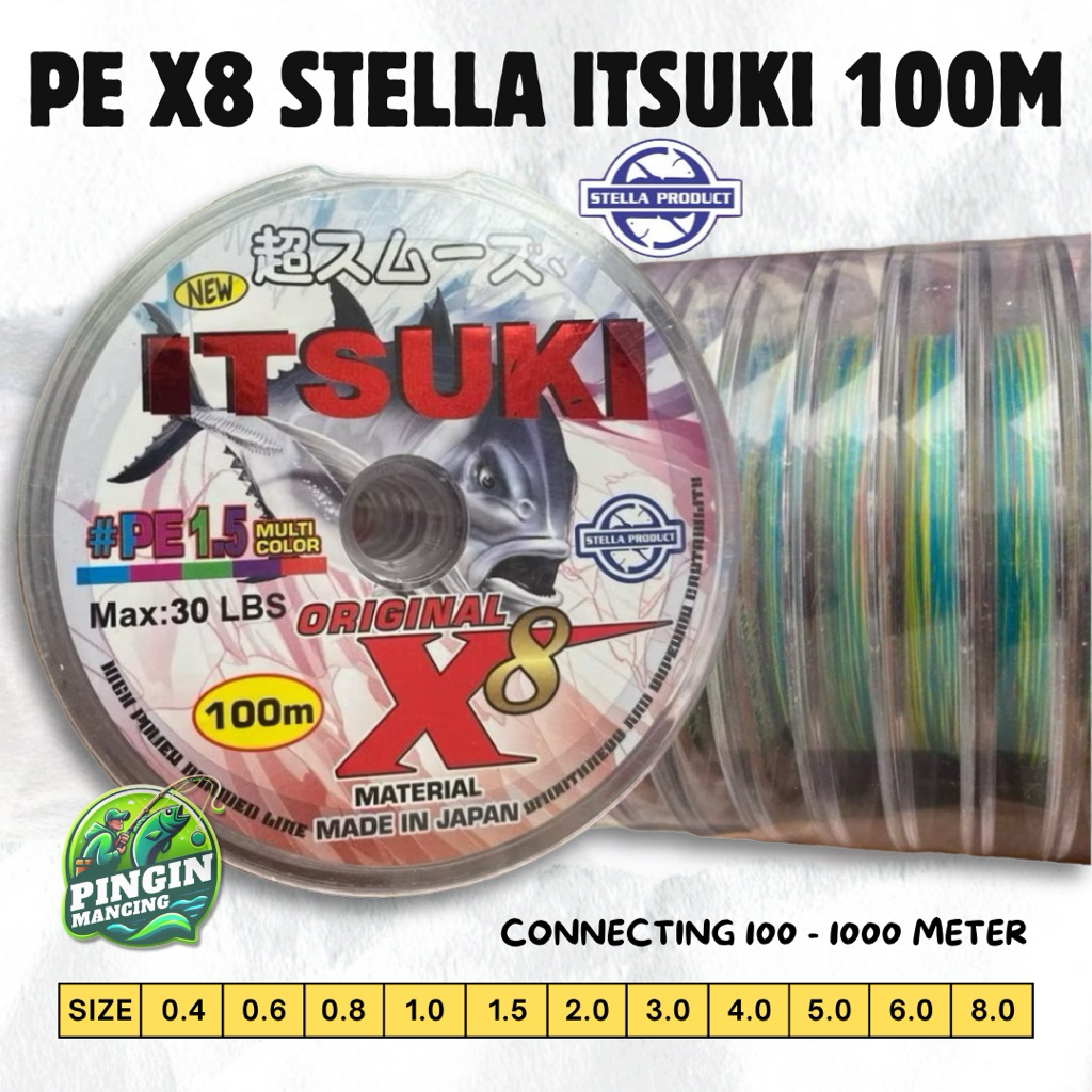 Senar Pancing Pe X8 Multi Color 100 Meter Super Kuat Tekstur Lembut Stella Itsuki