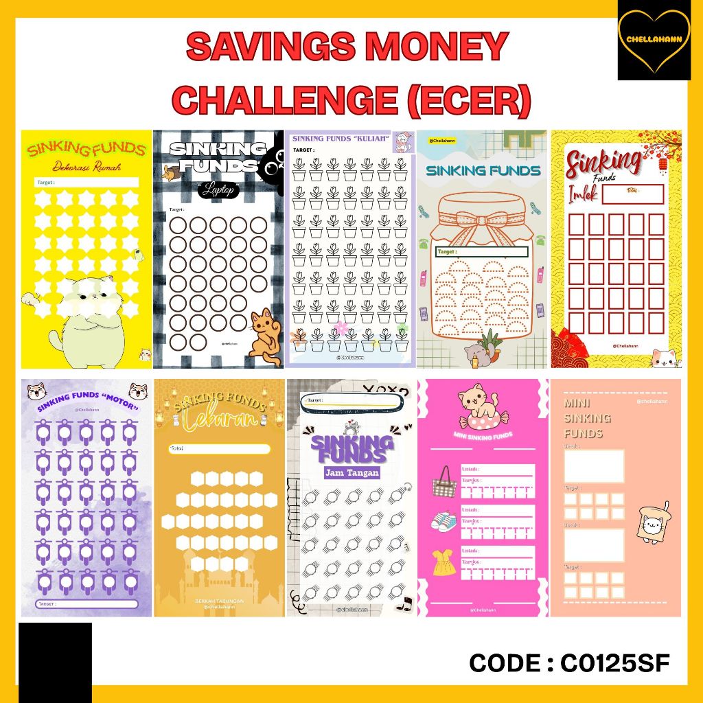 Kertas Sinking Funds A6 (Cat) - Ecer (100 gsm)