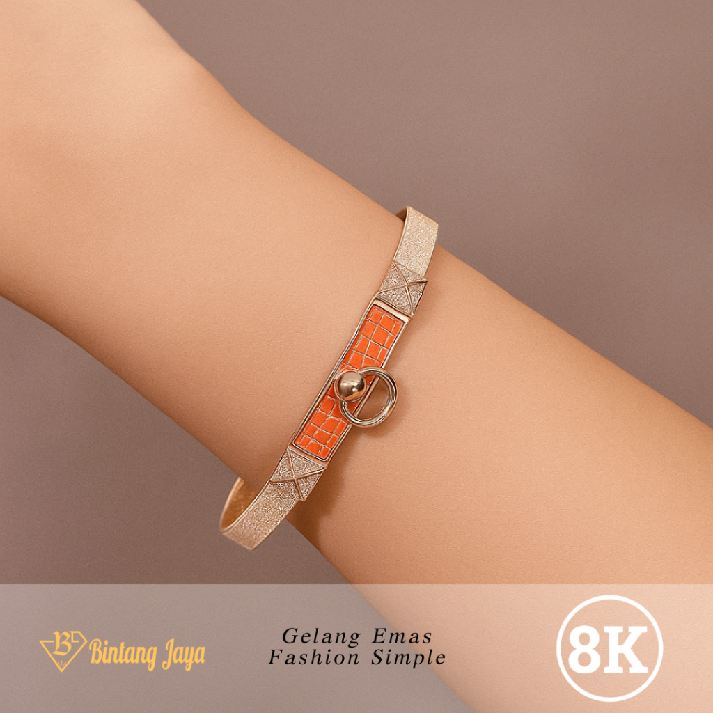 Gelang Emas Fashion Model Groove by King Halim Simple Elegant - Yellowgold 8e