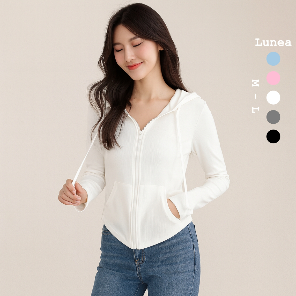 Lunea Zip Hoodie Jaket Wanita Casual Daily Korean Look | Jaket Wanita Korean Style | Jaket Zipper Ho