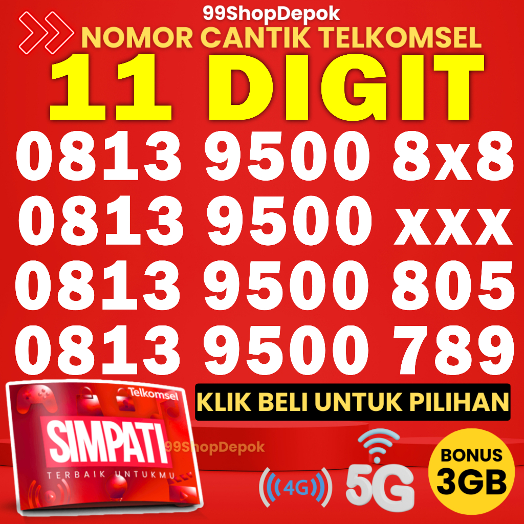 Kartu Perdana Nomor Cantik Telkomsel Simpati 11 Digit - Nomer Cantik Telkomsel 11 Digit - No Cantik 