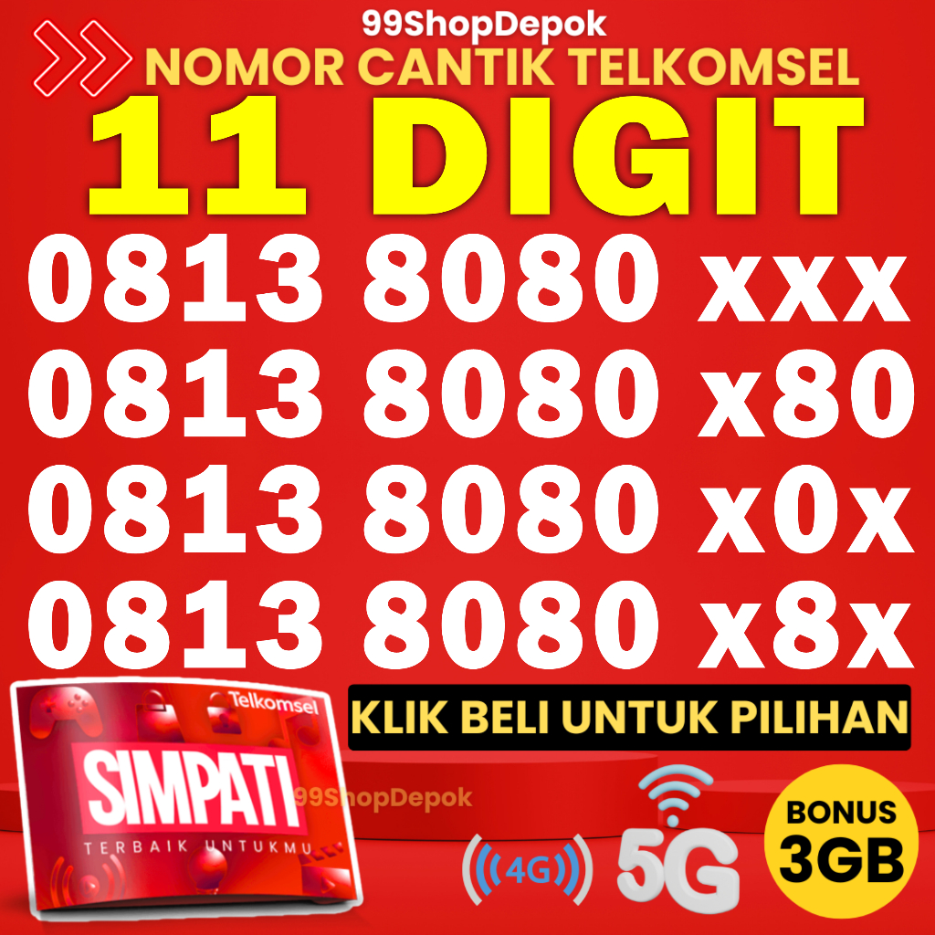 Kartu Perdana Nomor Cantik Telkomsel Simpati 11 Digit - Nomer Cantik Telkomsel 11 Digit - No Cantik 