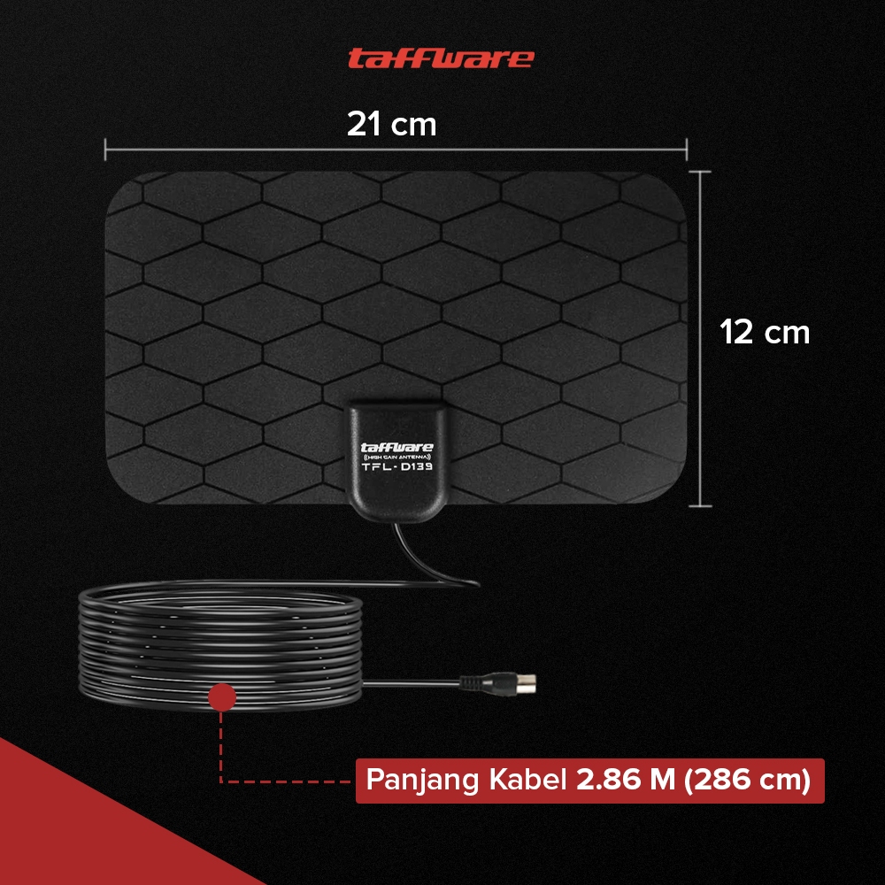Taffware ORIGINAL Antena TV Digital Indoor DVB-T2 25dB Grid Jack Male Plug Antena Amplifier Signal -