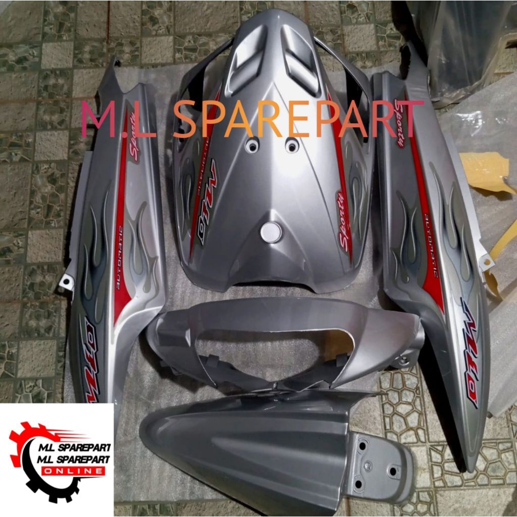 Cover full body halus yamaha mio sporty silver plus striping api 2004-2007