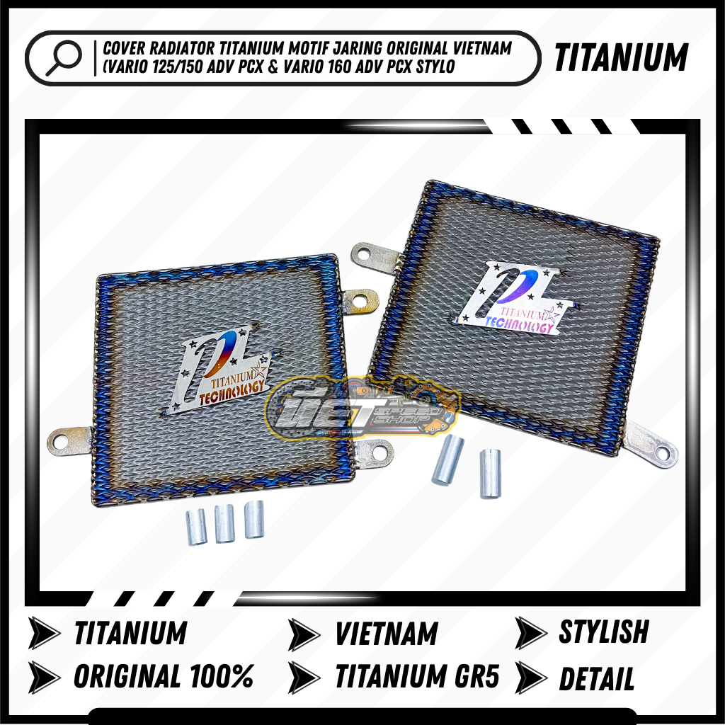 Cover Radiator Titanium Motif Jaring Honda Vario 125 Vario 150 PCX 150 ADV & Vario 160 PCX 160 ADV S