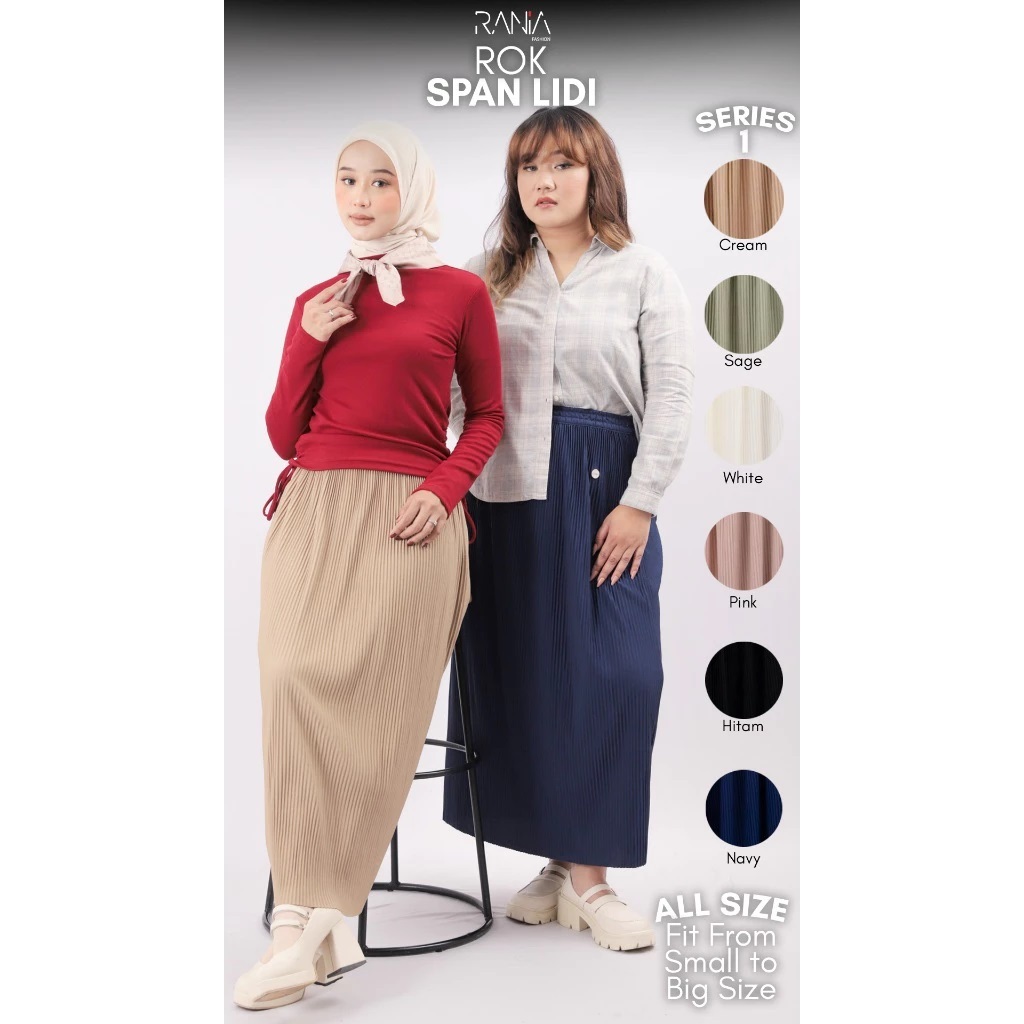 Rok Plisket Polos Span Lidi by Rania Fashion