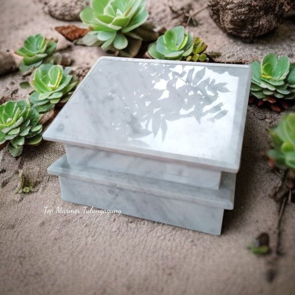 Nisan Minimalis Batu Marmer White Carara | Batu Nisan Marmer Putih Carara Import