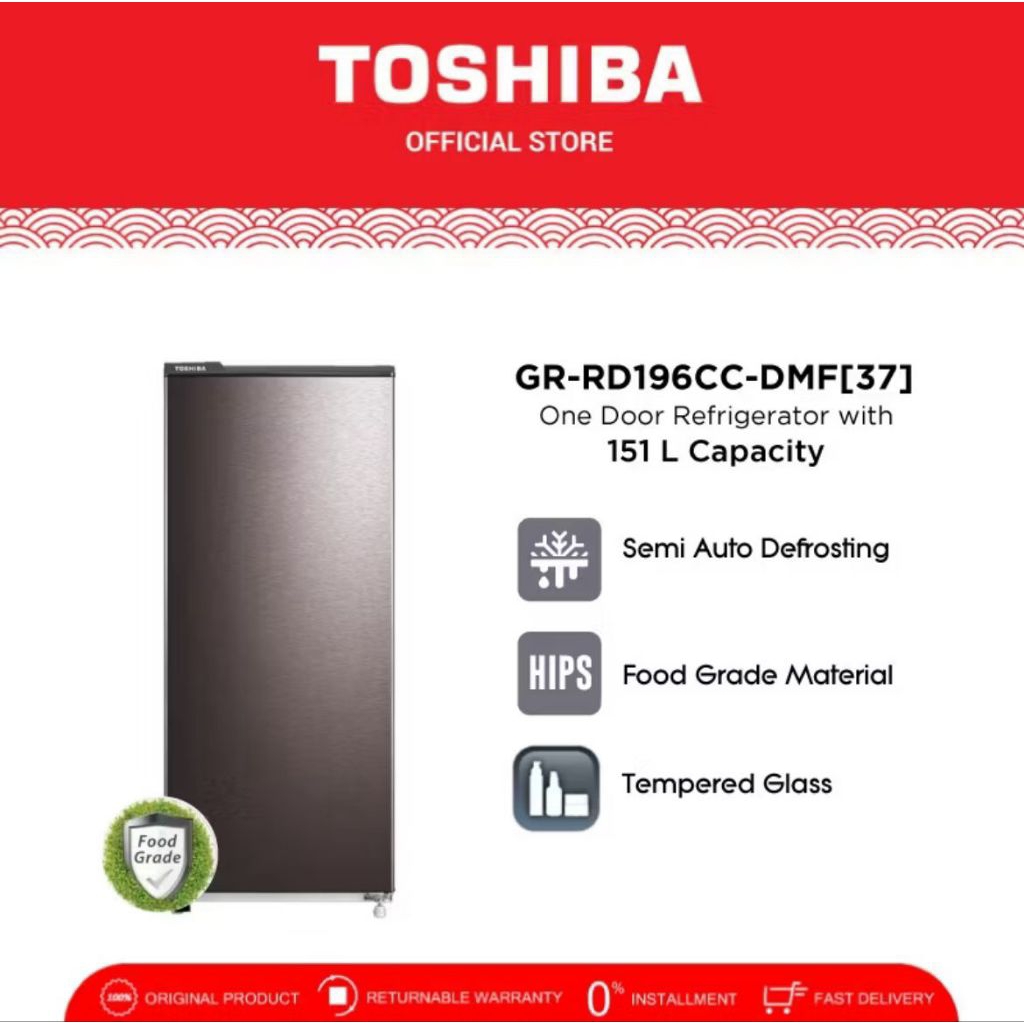 KULKAS 1 PINTU TOSHIBA GR-RD196CC-DMF