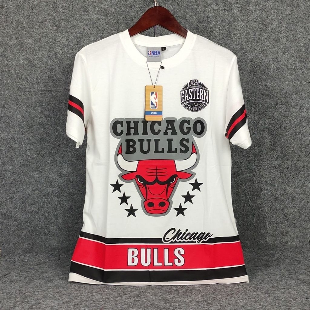 CHICAGO BULL SABLON PLASTISOL KARET BAJU KAOS PRIA PREMIUM COTTON FULL TAG