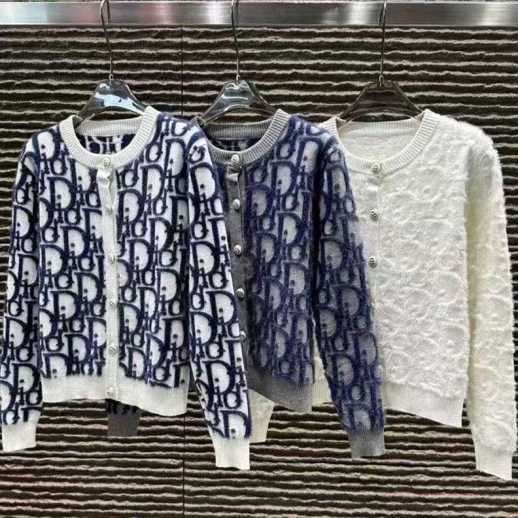 Mantel tipis wanita kardigan jacquard huruf CD baru