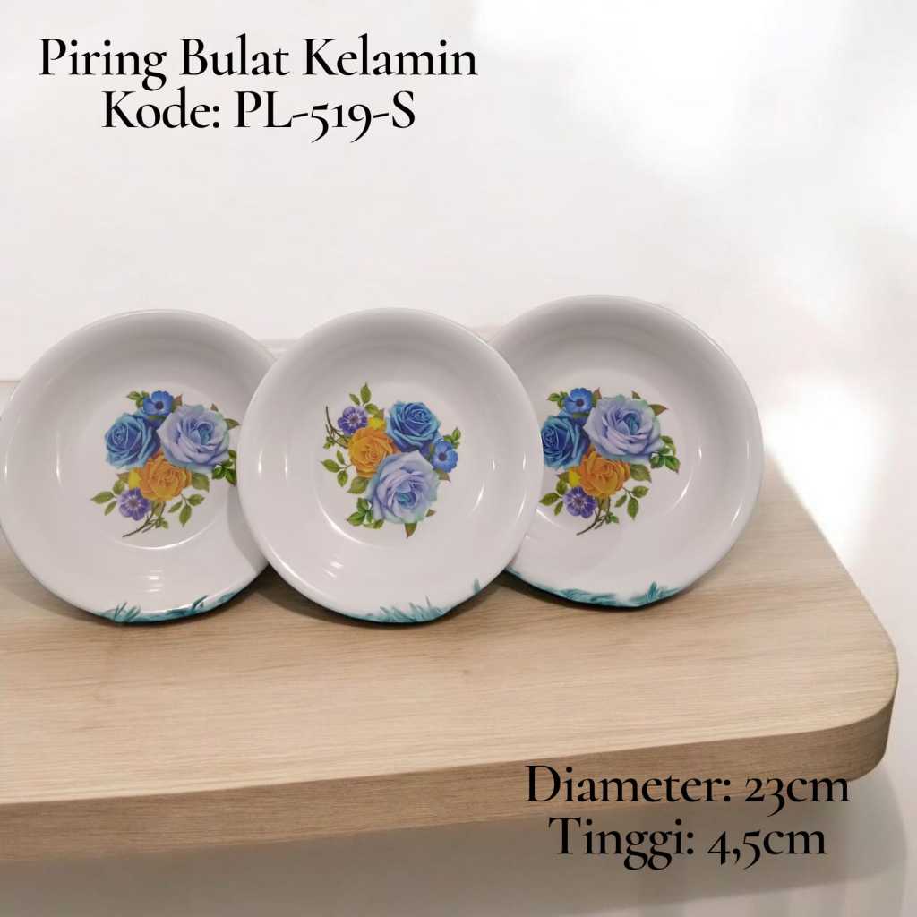 Piring Makan Melamin 9 Inch - Piring Cekung - Piring Melamin Motif Bunga