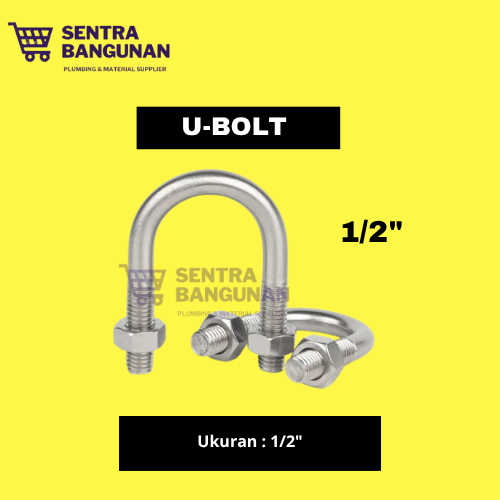 KLEM U-BOLT 1/2 INCH / CLAMP U-BOLT 1/2" / KLEM U-BOLT BAUT MUR / KLEM PIPA / KLEM MURAH