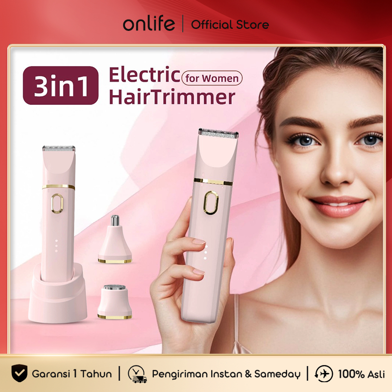 Onlife 3 in 1 Alat Cukur Wanita/Pria Tahan Air Alat Cukur Bulu Kemaluan Mini Epilator Shaver Hair Pe
